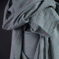Jetsetter Cross Stitch Indian Cotton in Blue and Coral | Merchant & Mills designer sewing fabric | Stitch Piece Loop | Online Fabric Store | Dressmaking Fabrics | Designer sewing fabrics & supplies for the Modern Maker | Garment Fabric | Australia