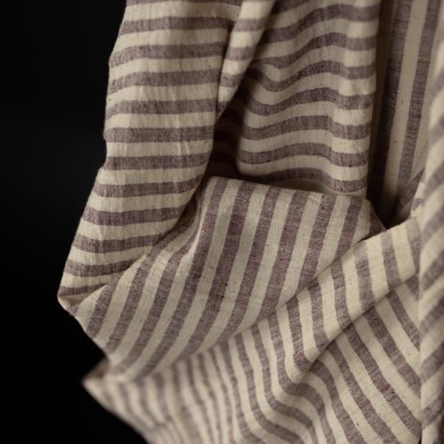 Handwoven Cotton in Faded Plum Slub Stripe | Merchant & Mills designer sewing fabric | Stitch Piece Loop | Online Fabric Store | Dressmaking Fabrics | Designer sewing fabrics & supplies for the Modern Maker | Garment Fabric | Australia