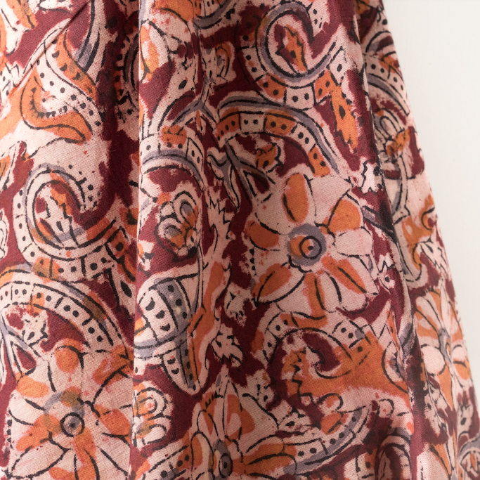 Traditional Hand Blocked Indian Cotton in Rosewood | 100% Cotton Fabric | Handmade Cotton Fabric | Sewing fabric | Garment Fabric | Stitch Piece Loop | Online Fabric Store | Designer sewing fabrics & supplies for the Modern Maker | Australia