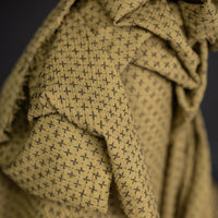 Salto Green Cross Stitch Indian Cotton in Blue and Coral | Merchant & Mills designer sewing fabric | Stitch Piece Loop | Online Fabric Store | Dressmaking Fabrics | Designer sewing fabrics & supplies for the Modern Maker | Garment Fabric | Australia