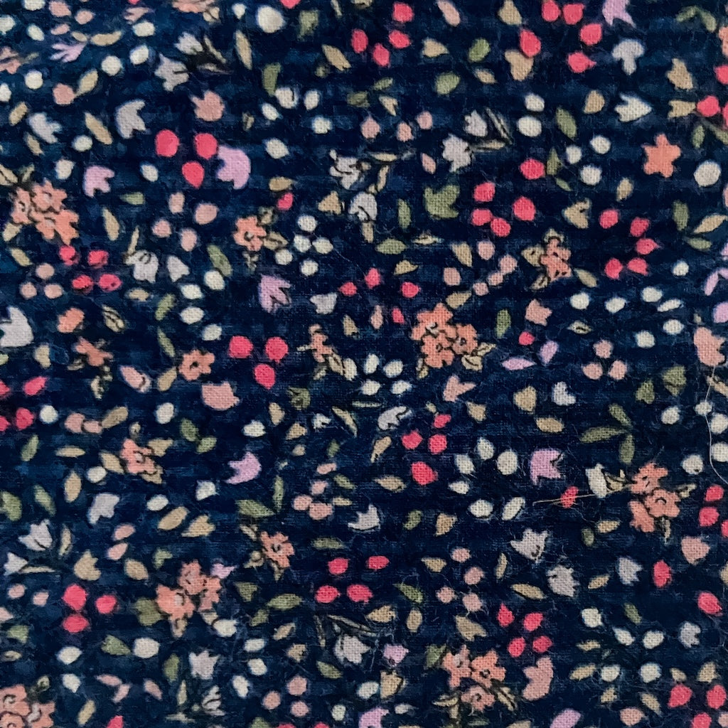 60's Crinkle Seersucker Floral - Navy