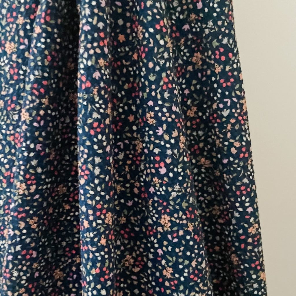 60's Crinkle Seersucker Floral - Navy