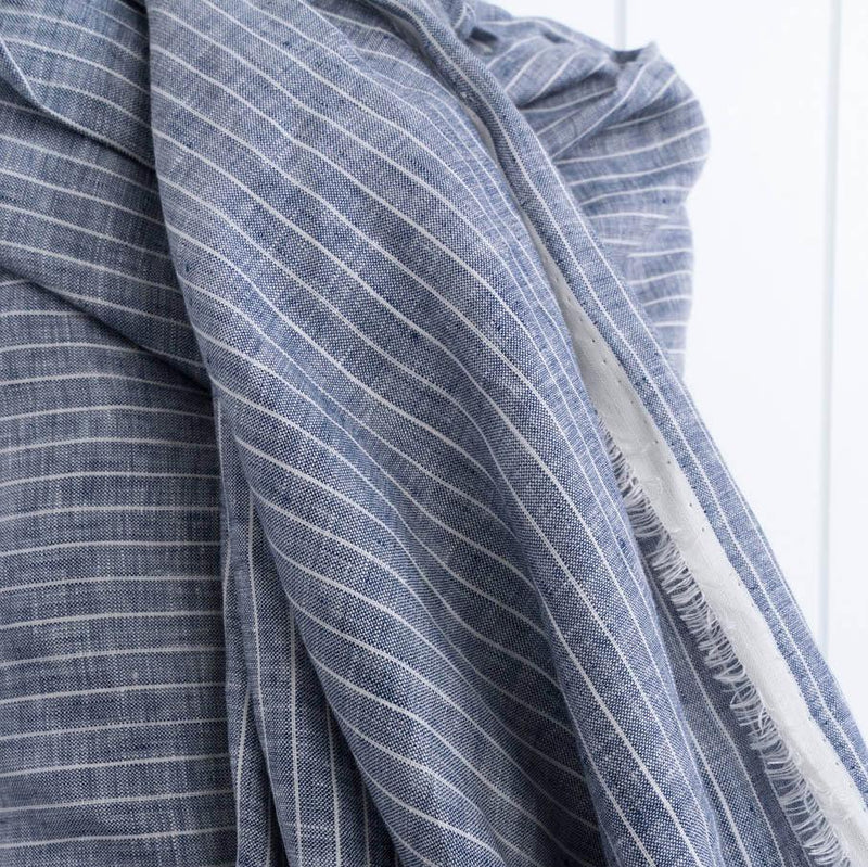 French Linen Stripe | Navy & White | Flax Linen | Poplin Linen| Yarn Dyed Linen | Sewing fabric | Garment Fabric | Stitch Piece Loop | Online Fabric Store | Designer sewing fabrics & supplies for the Modern Maker | Australia