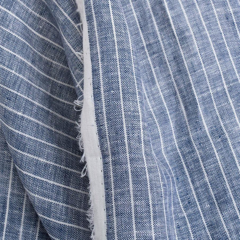 French Linen Stripe | Navy & White | Flax Linen | Poplin Linen| Yarn Dyed Linen | Sewing fabric | Garment Fabric | Stitch Piece Loop | Online Fabric Store | Designer sewing fabrics & supplies for the Modern Maker | Australia