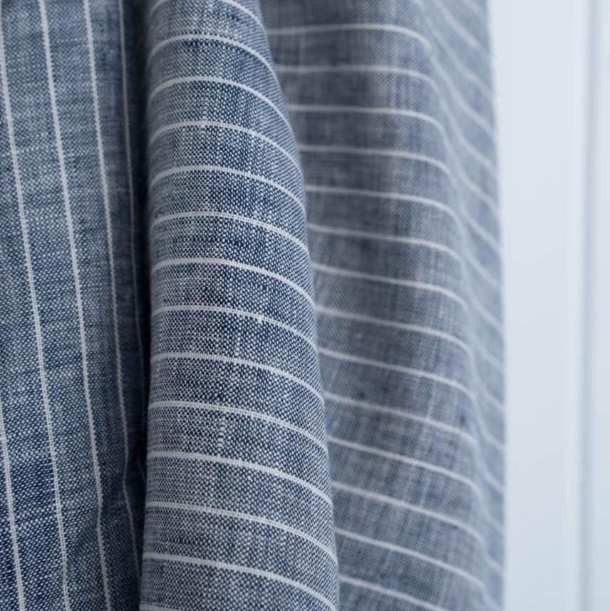 French Linen Stripe | Navy & White | Flax Linen | Poplin Linen| Yarn Dyed Linen | Sewing fabric | Garment Fabric | Stitch Piece Loop | Online Fabric Store | Designer sewing fabrics & supplies for the Modern Maker | Australia