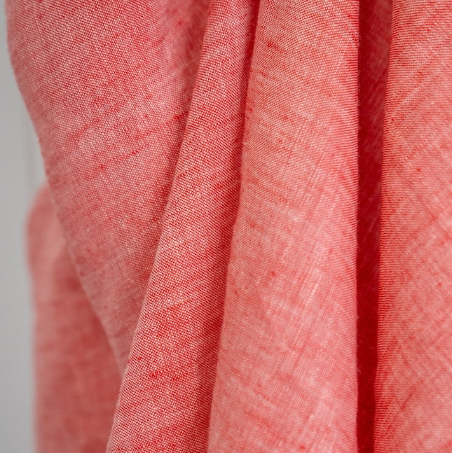 Stitch Piece Loop | Linen Chambray | Dressmaking Fabric | Sewing Fabric | Online Sewing Fabric | Sewing Supplies | Pink White Fabric | Natural Fibres Fabric | Australia