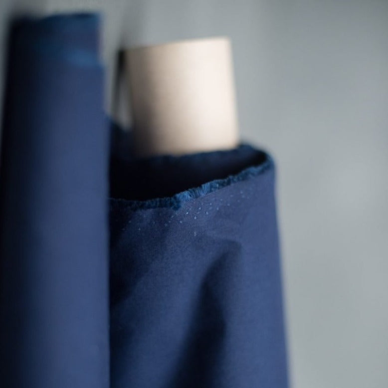 Organic Cotton Dry Oilskin in Navy by Merchant & Mills Dressmaking Fabric Stitch Piece Loop Australia