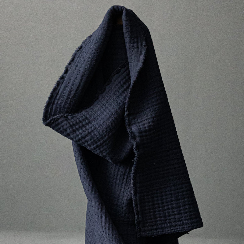Soft Stitch Jacquard Cotton in Navy by Merchant & Mills Dressmaking Fabric Stitch Piece Loop Australia