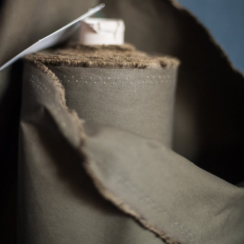 Organic Cotton Dry Oilskin in Khaki | Merchant & Mills designer sewing fabric | Stitch Piece Loop | Online Fabric & Sewing Supplies | A carefully curated range   focusing on ethically produced & sustainable fabrics of the highest quality, perfect for the modern & considered sewist’s memade wardrobe | Australia